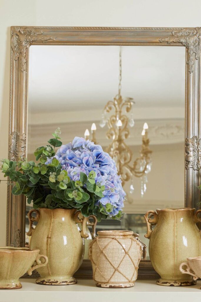 Simple Living Tips - Vintage Treasures - Photo Mirror with Vases 