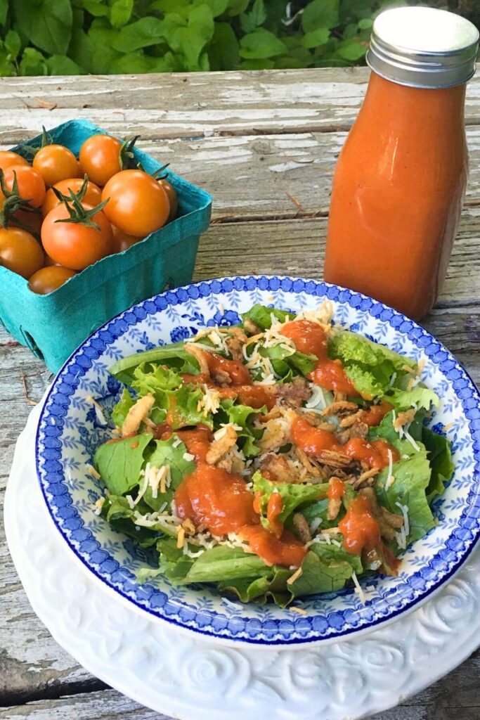 The Best Honey French Salad Dressing Recipe - Photo of Honey French Salad Dressing and Cherry Tomatoes 