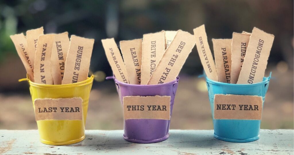Winter Staycation Ideas - Family Bucket List - Three small buckets with ideas