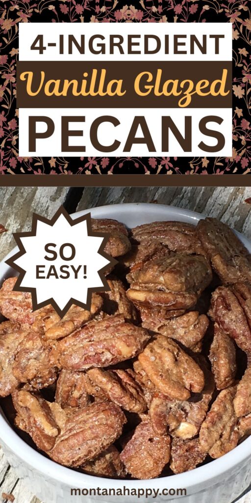 4-Ingredient Vanilla Glazed Pecans Recipe - These vanilla glazed pecans are the perfect sweet and crunchy snack for the holidays, gift-giving, or everyday indulgence. With rich vanilla flavor and a crisp, caramelized coating, this easy candied pecans recipe is a must-try for fall and Christmas baking. Whether you're topping salads, adding them to dessert boards, or enjoying by the handful, these homemade glazed pecans bring cozy flavor and festive charm to every bite.