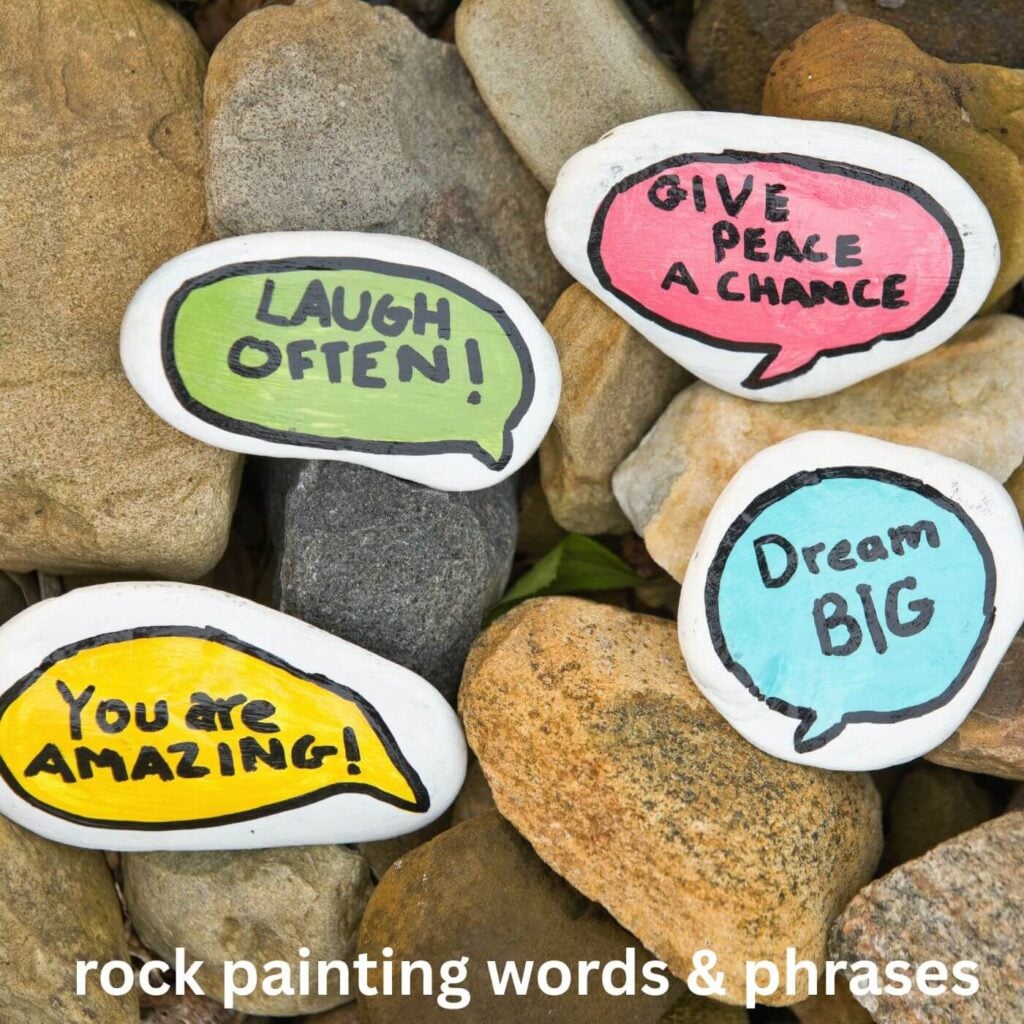 Rock Painting Words and Phrases - Photo of Four Rocks with Words