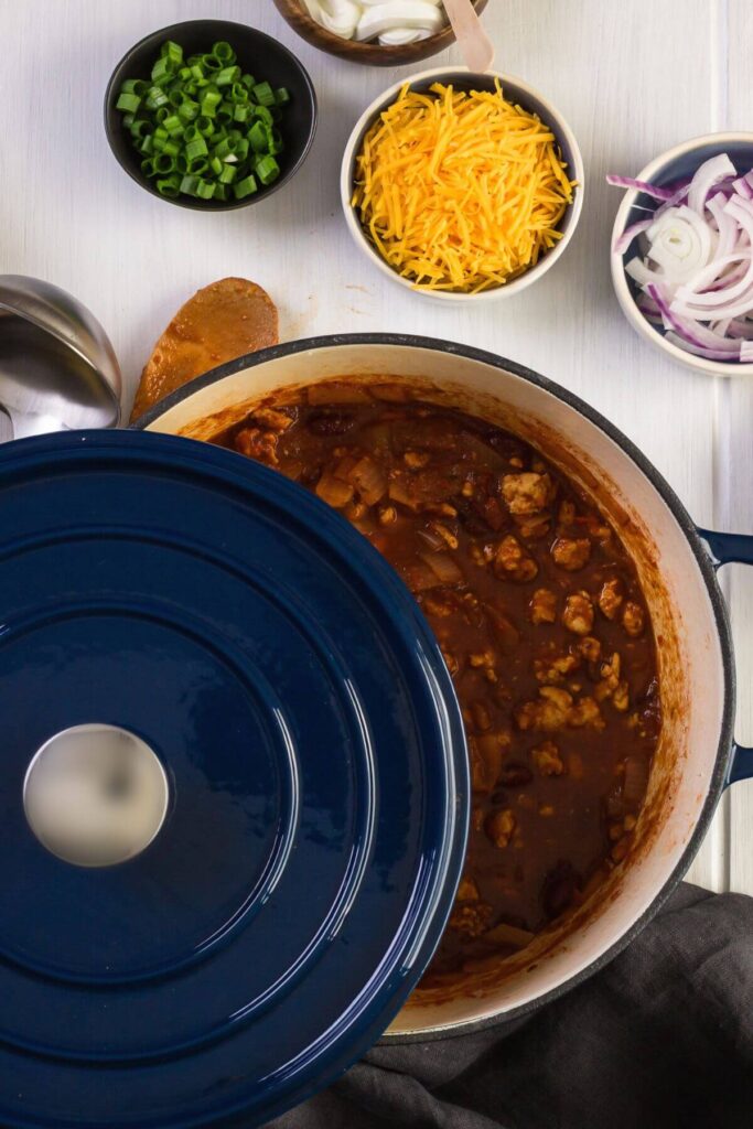 Hygge Family Dinner Traditions - Sporting Events - Pot of Chili with Toppings