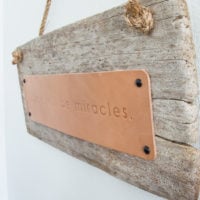 Rustic Hanging Leather and Driftwood Sign