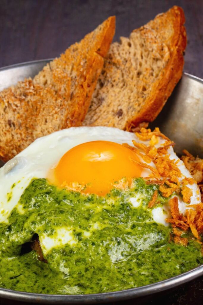 Uses for Pesto - Fried Egg with Pesto and Toast