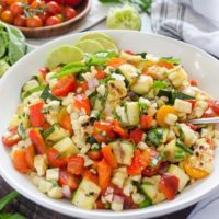 Basil Lime Charred Corn and Zucchini Salad