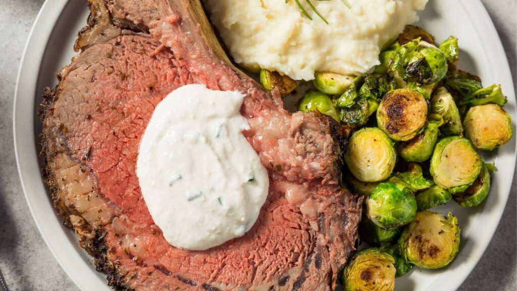 Salt Encrusted Prime Rib Recipe with Creamy Horseradish Sauce 
