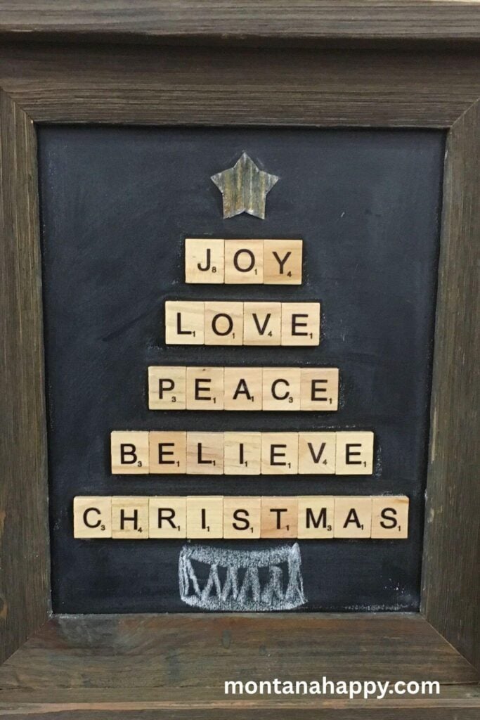 Inexpensive Christmas Decor Ideas - Photo of a Christmas Tree Shaped by Scrabble Letters