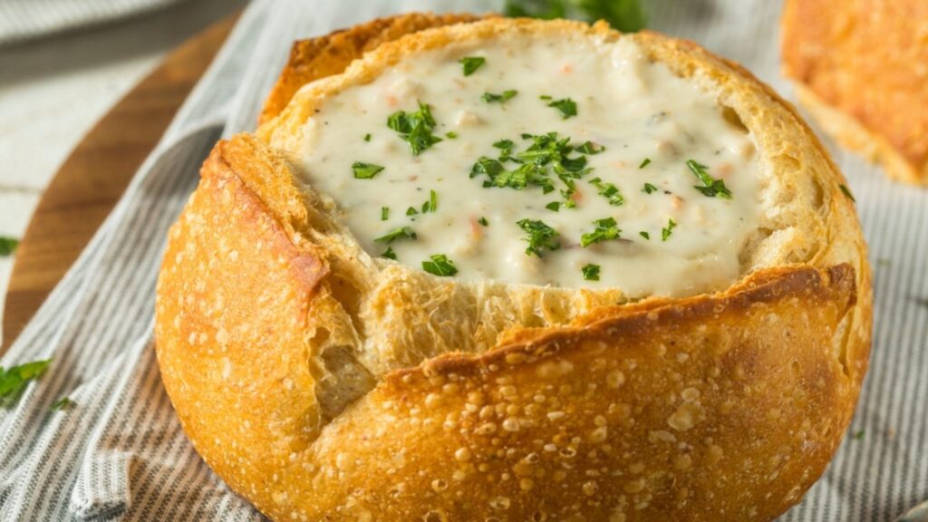 Recipe for New England Clam Chowder in a Bread Bowl