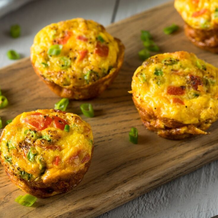How to Make Egg Muffins with Leftover Ingredients on a wood board