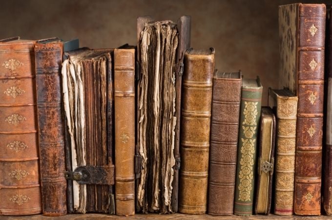 Book Lover Quotes - Antique brown toned books on a shelf