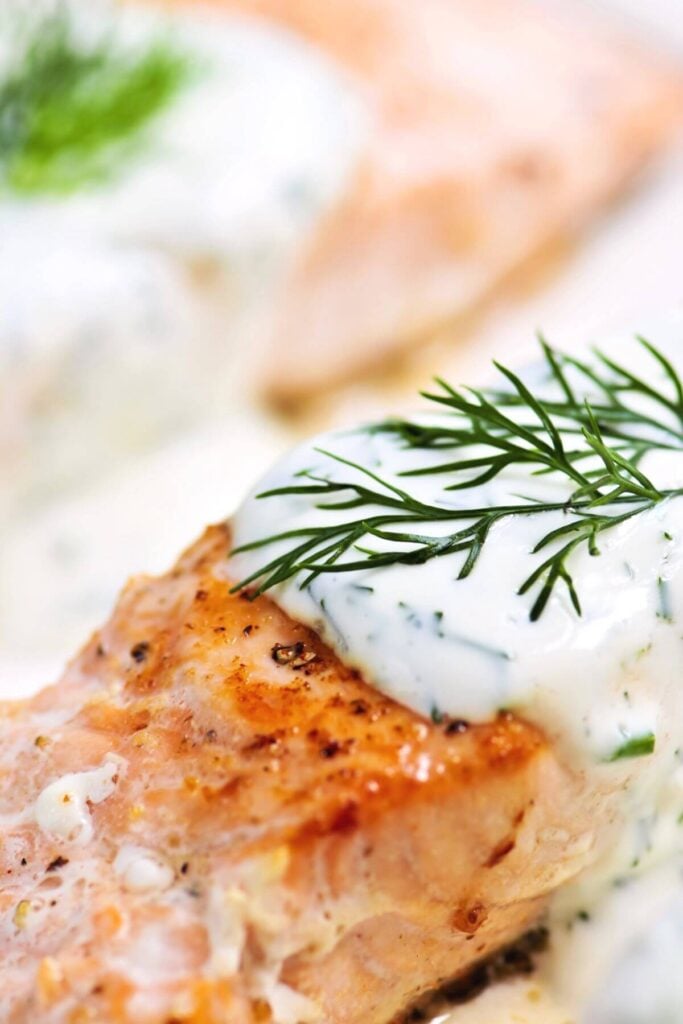 Close-Up Photo of Dill Sauce for Salmon Recipe 