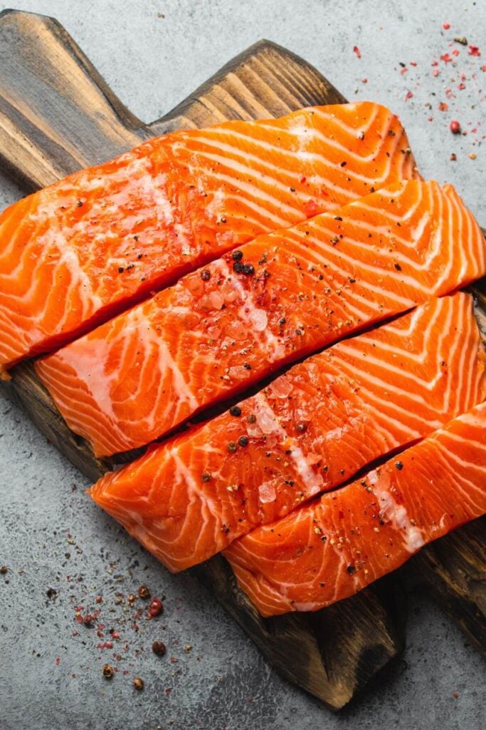 Close-Up Photo of Raw Salmon Fillets for Dill Sauce for Salmon 