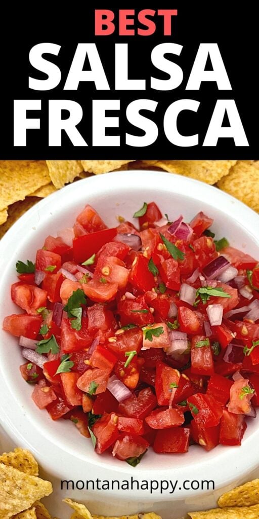 Best Salsa Fresca Recipe Pin for Pinterest - Close-up with of the Salsa Fresca