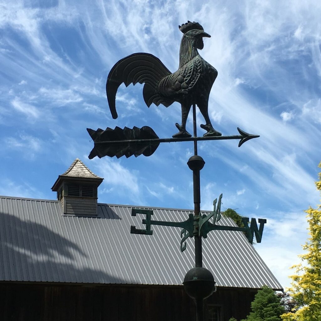 Garden Weathervane - Rooster with the sky as the backdrop