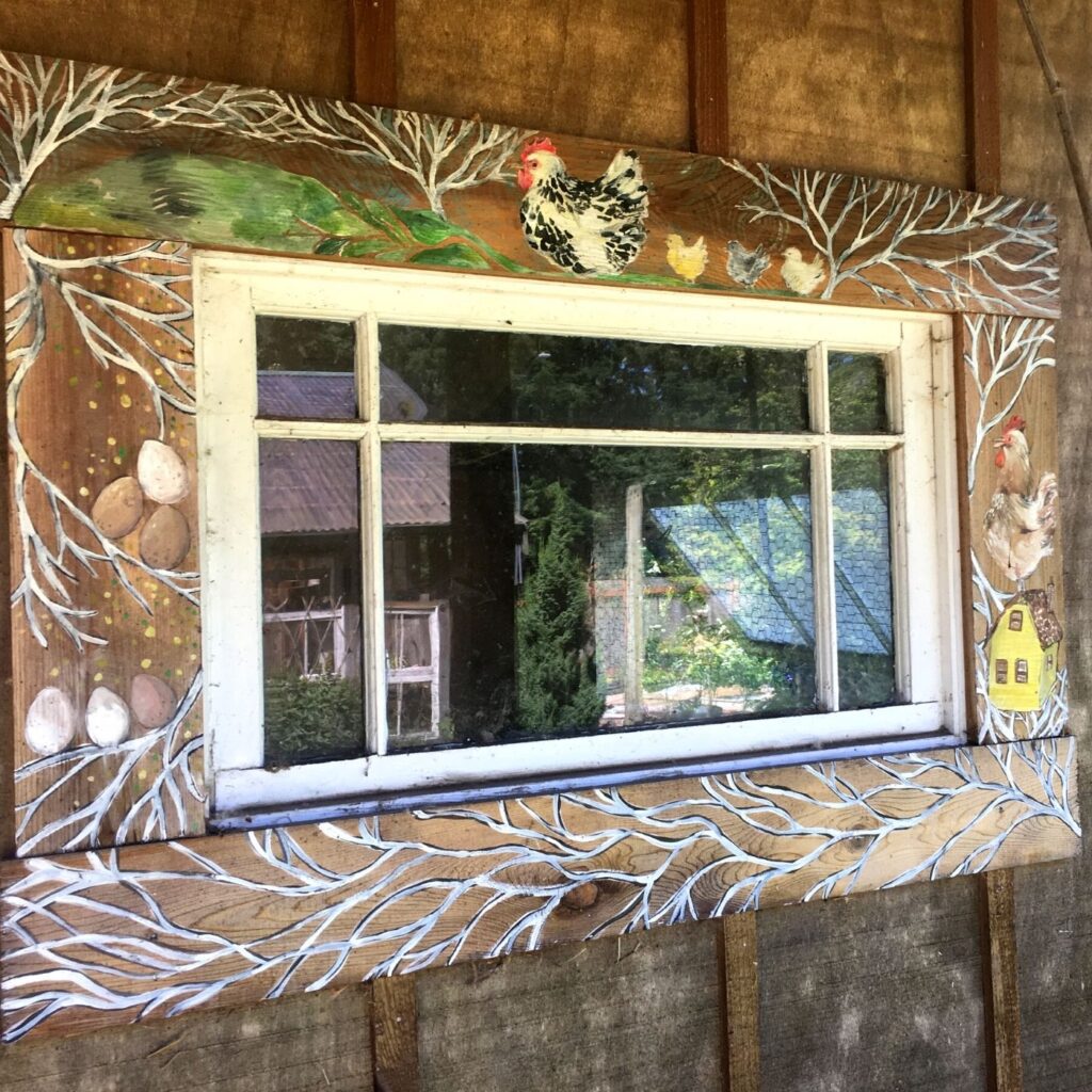 Hand Painted Chicken Coop Window Frame
