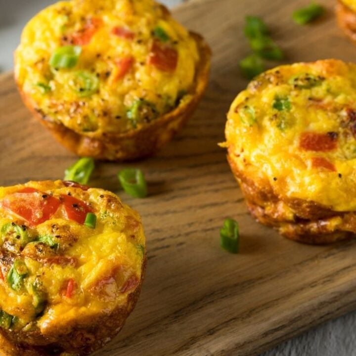 How to Make Egg Muffins with Leftover Ingredients - Egg Muffins on a rustic cutting board