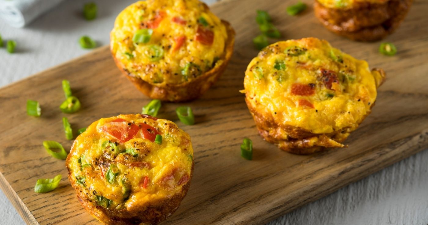 How to Make Egg Muffins with Leftover Ingredients - Egg Muffins on a rustic cutting board
