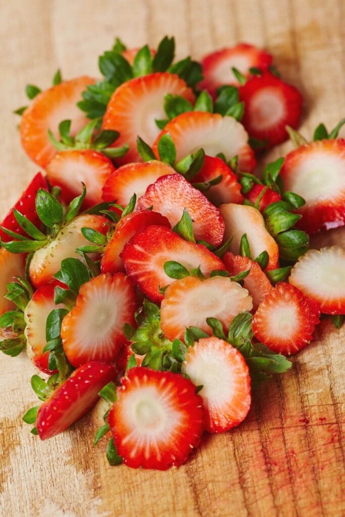 What to do with Leftover Strawberry Stems * Photo of Strawberry Tops 