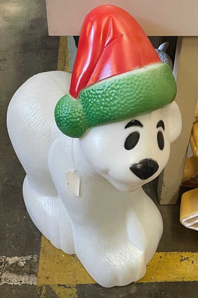 Vintage Christmas Blow Mold - Vintage Polar Bear with Red Cap 