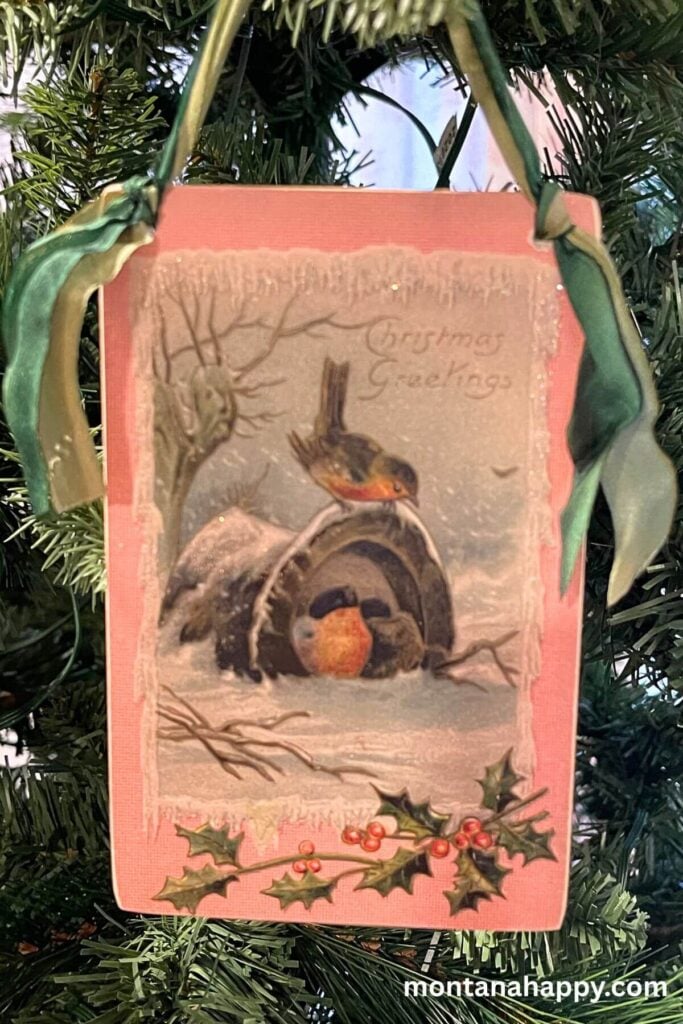 Vintage Christmas Postcard Ornament
