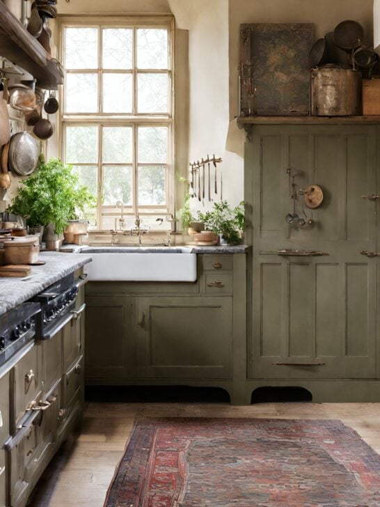 French Country Kitchen with Rug 
