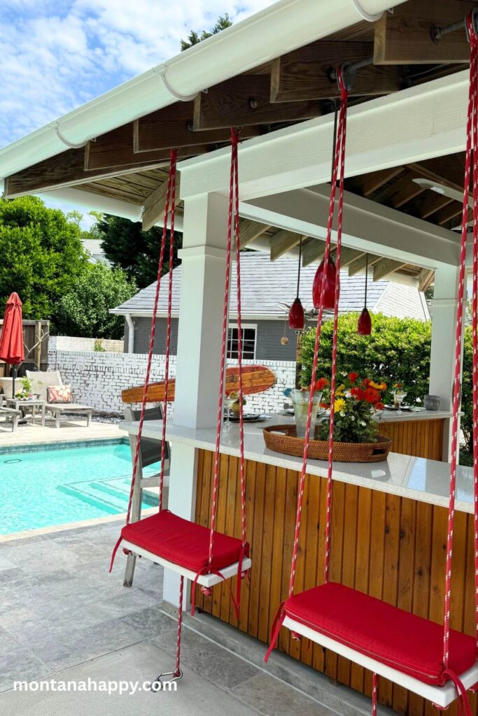 How to Create a Cocktail Garden * Photo of Tiki Bar Swing Seats 