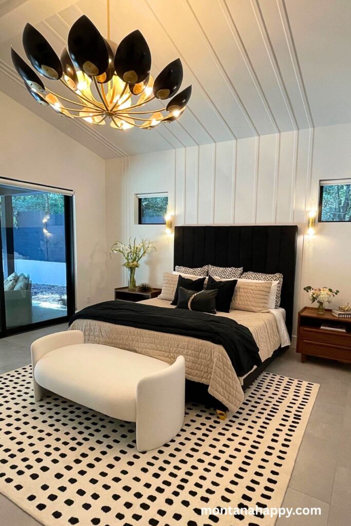 Designer Home Decor Ideas - Modern Master Bedroom Black, Cream, and White Palette