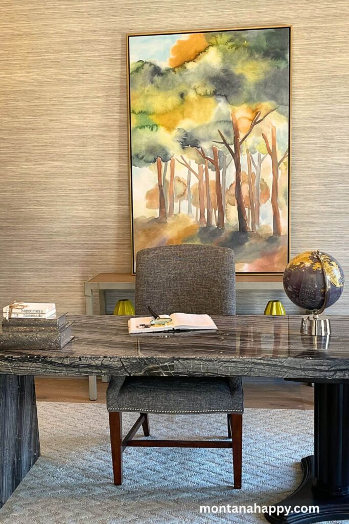 Gorgeous Home Decor Ideas - Modern Home Office with Marble Desk