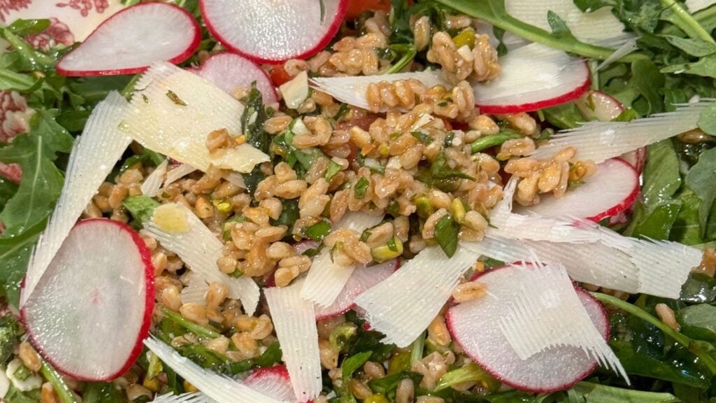 Close-Up Photo of Charlie Bird's Farro Salad Recipe 