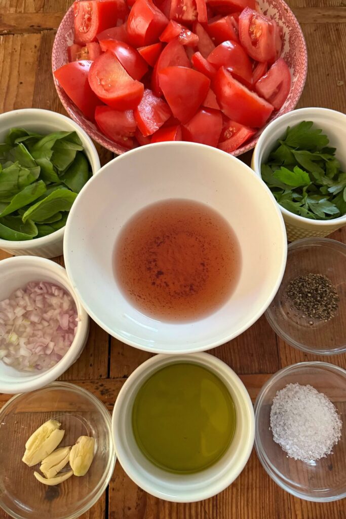 Ingredients for Marinated Tomatoes Recipe 
