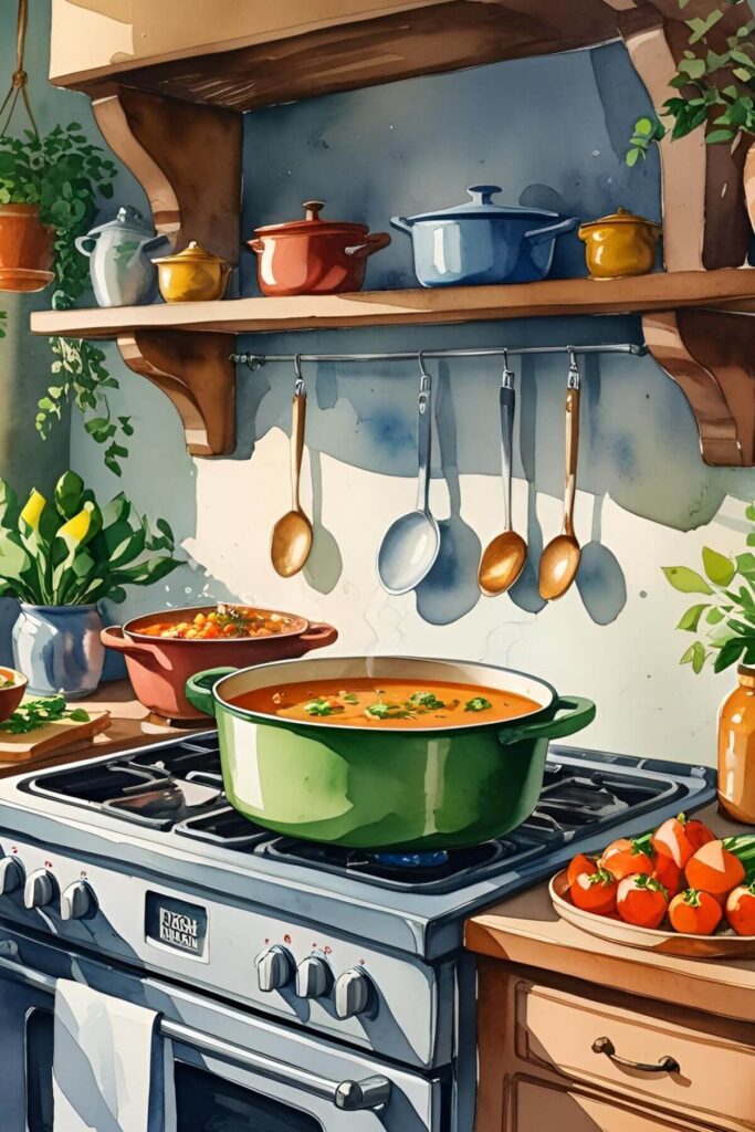 Grandma's Rule Book: Life Lessons Worth Keeping - Illustration of a Wicker Basket of Soup on the Stove