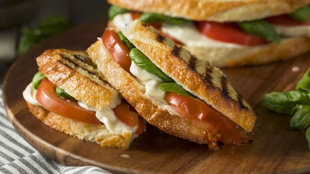 What to Do with Basil Leaves * Photo of Basil Tomato Grilled Cheese Sandwich