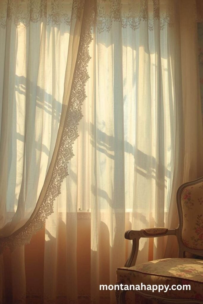 How to Romanticize Your Life - Watercolor of Lace Curtains with Shadows 