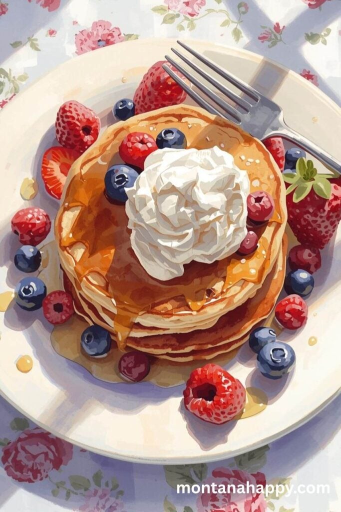 How to Romanticize Your Life - Watercolor of a Plate of Pancakes 