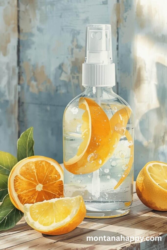 How to Romanticize Your Life - Watercolor of a Spray Bottle with Orange Peels 