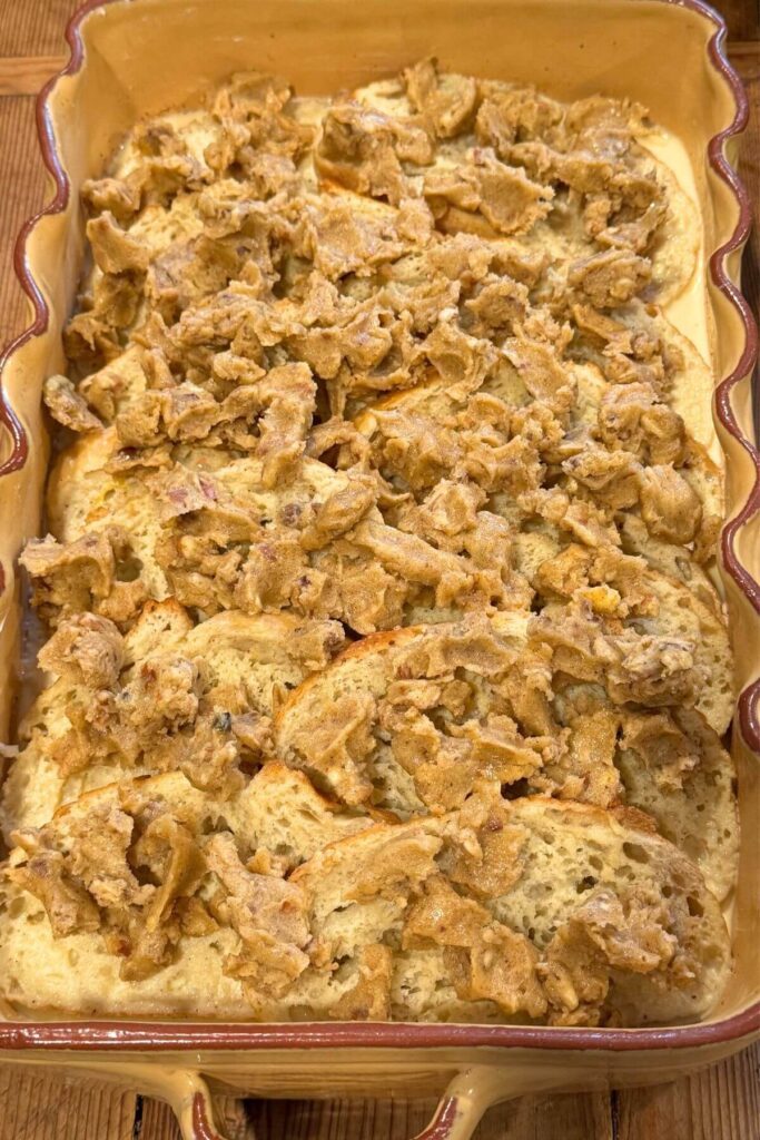 Overnight French Toast Casserole with Praline Topping - French Toast Before Baking 