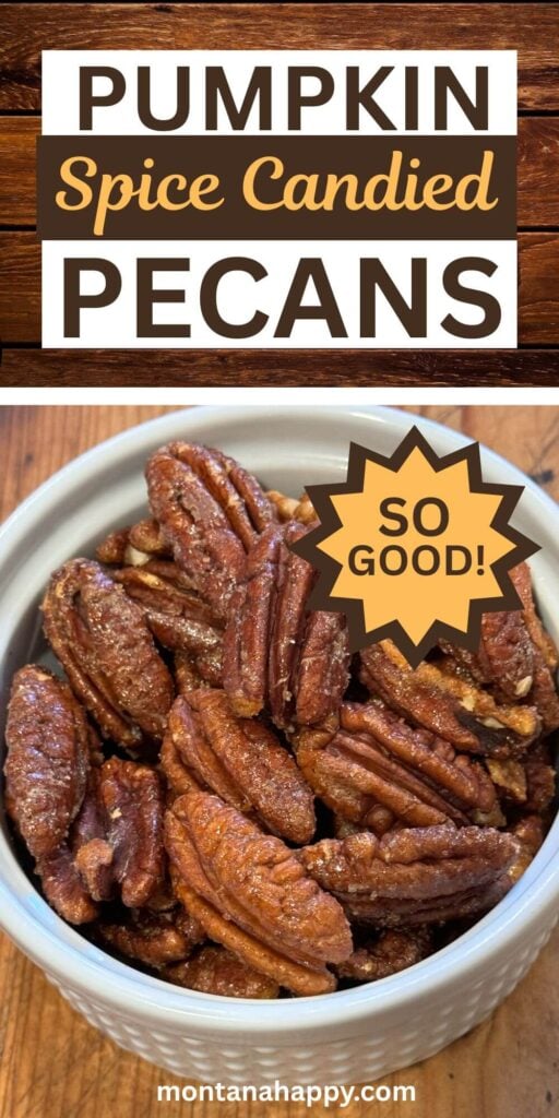 Photo of Pumpkin Spice Candied Pecans Recipe for a Pin for Pinterest