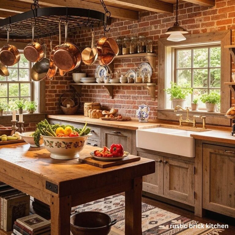 Cozy Rustic Kitchen Design Ideas - Photo of Rustic Brick Kitchen