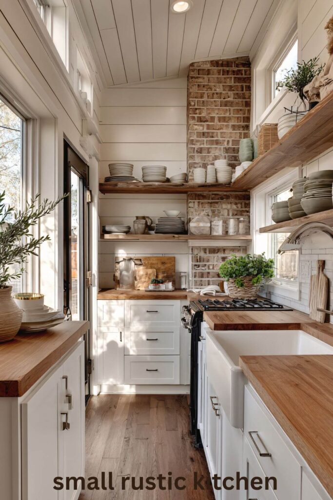 Small Rustic White and Wood Kitchen Inspiration 