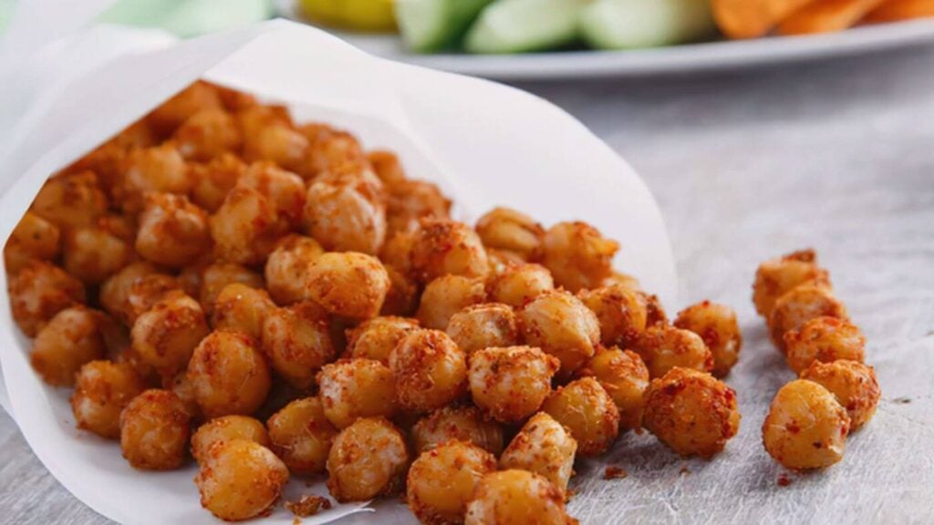 Soup Topping Ideas for Creamy Ginger Carrot Soup * Photo of Crispy Chickpeas