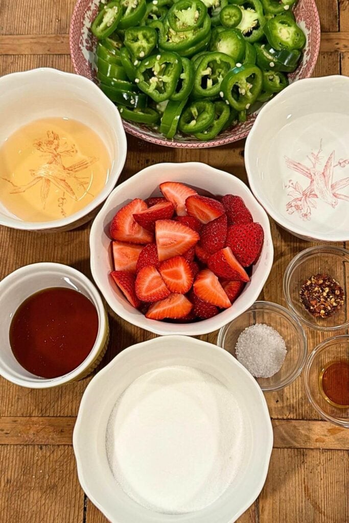 Photo of Ingredients for Quick Pickled Roasted Strawberry Jalapeños Recipe 