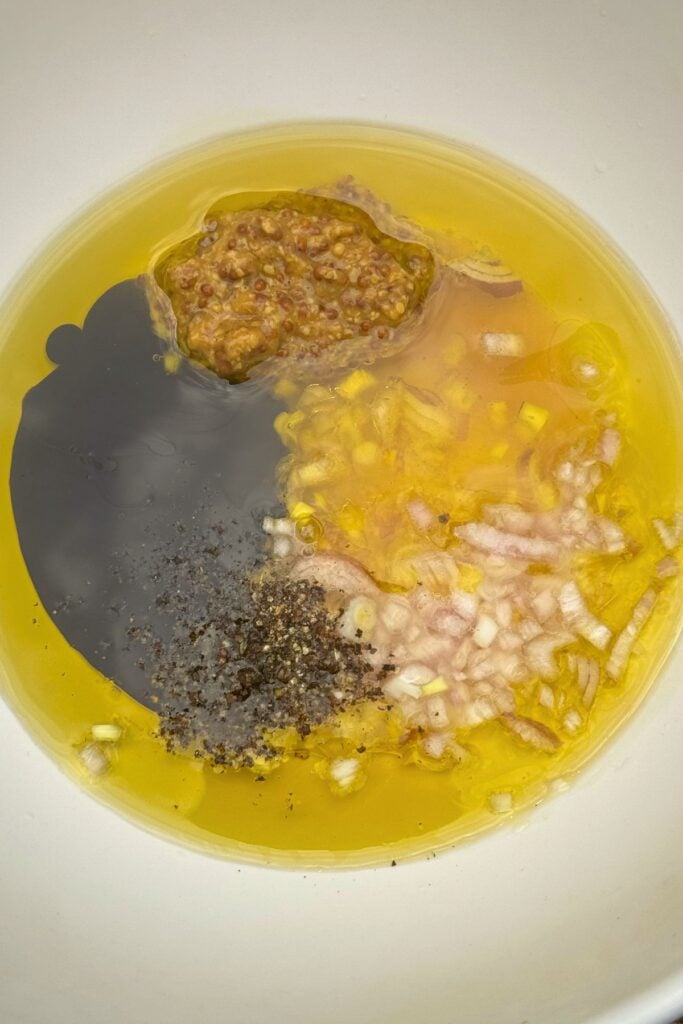 Process Photos of Ingredients for Peach Caprese Salad for Grilled Chicken Vinaigrette