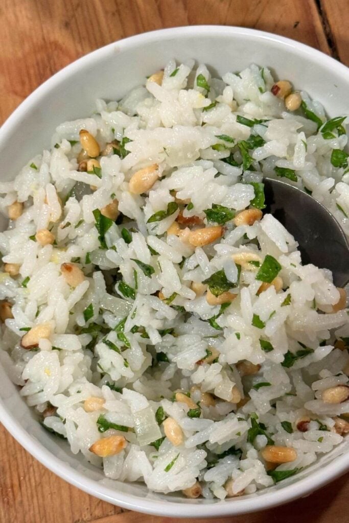 Close-up Photo of Lemon Rice for Salmon