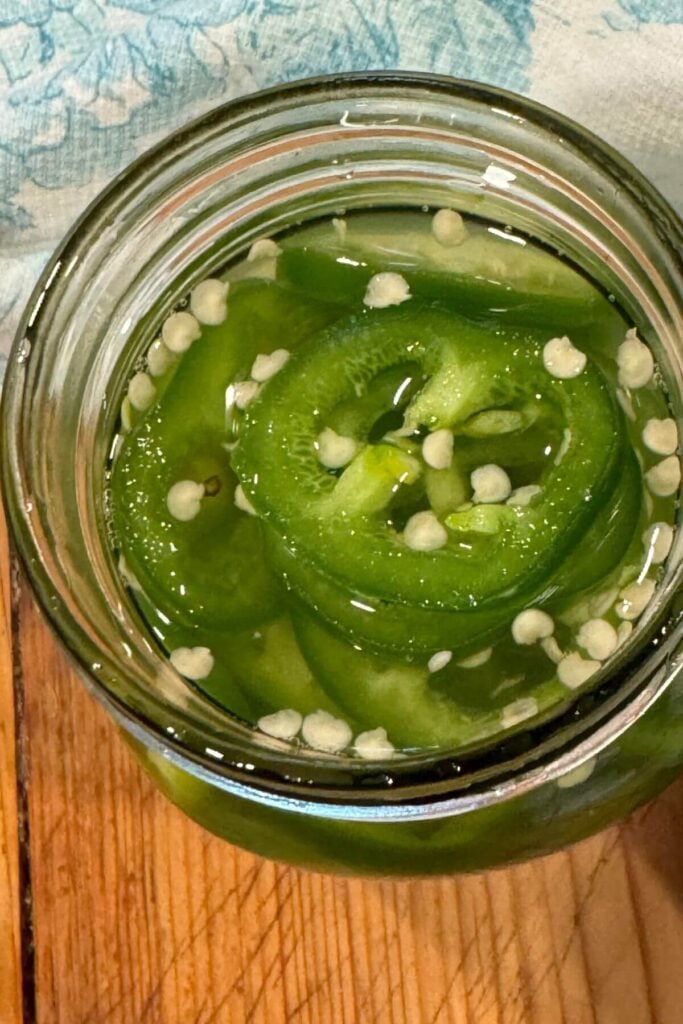 Overhead Photo of Quick Pickled JalapeƱos Recipe